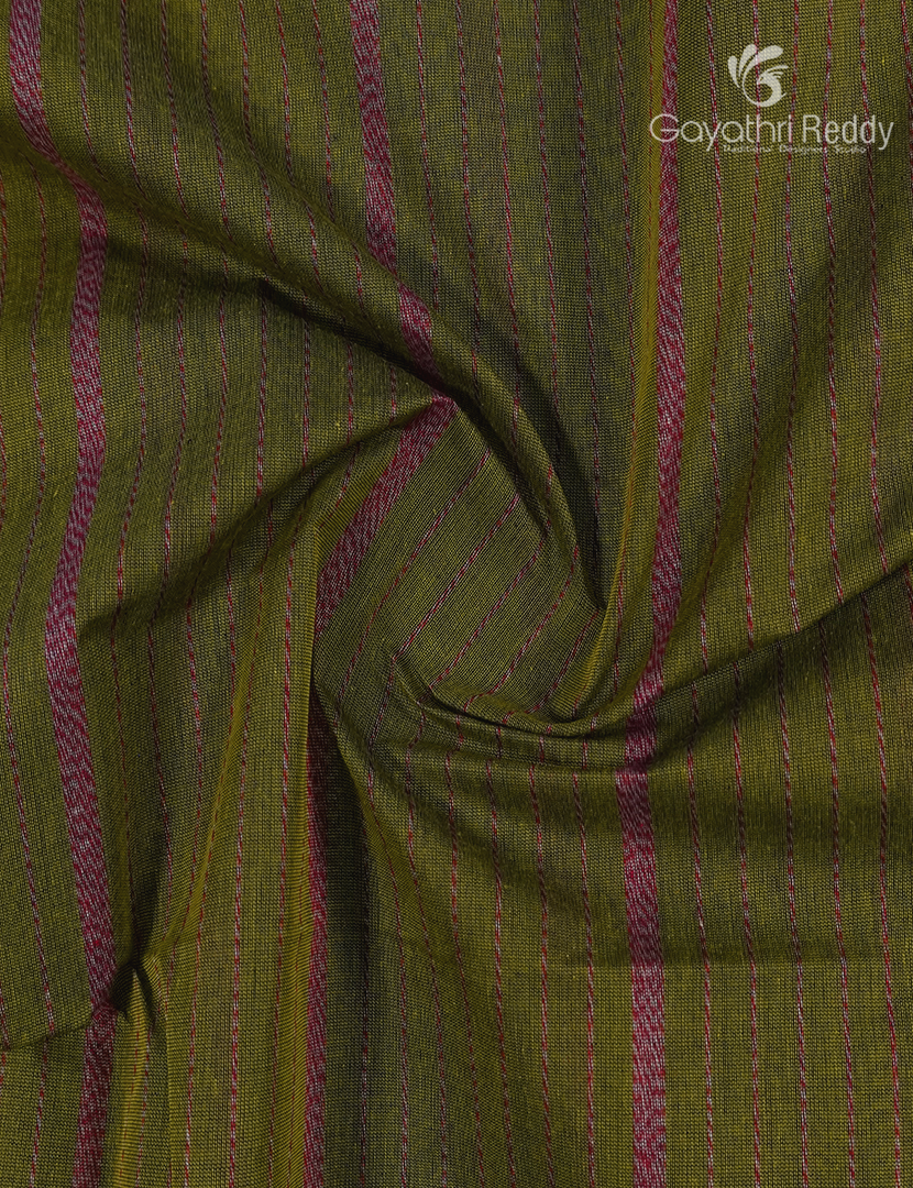 Pure Handloom Cotton Saree in Olive Green