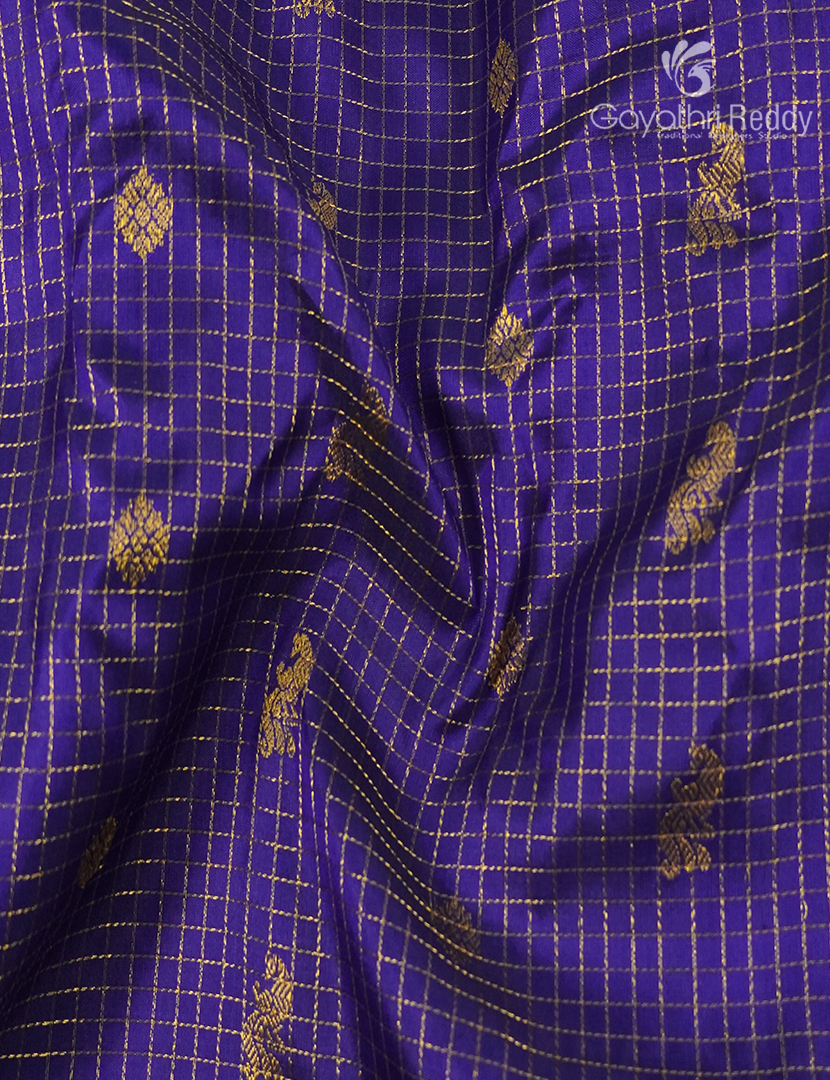 Pure Gadwal Silk Saree in Deep Violet and Blue