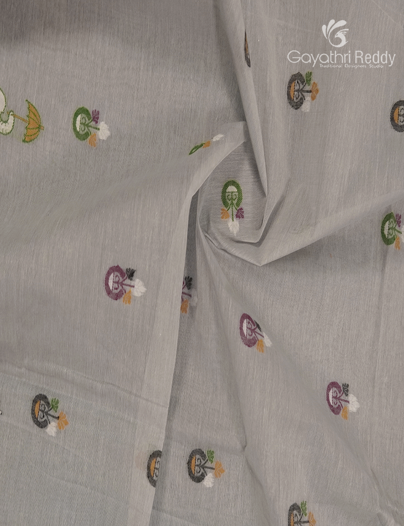 Jamdani Cotton Saree in Concrete Grey