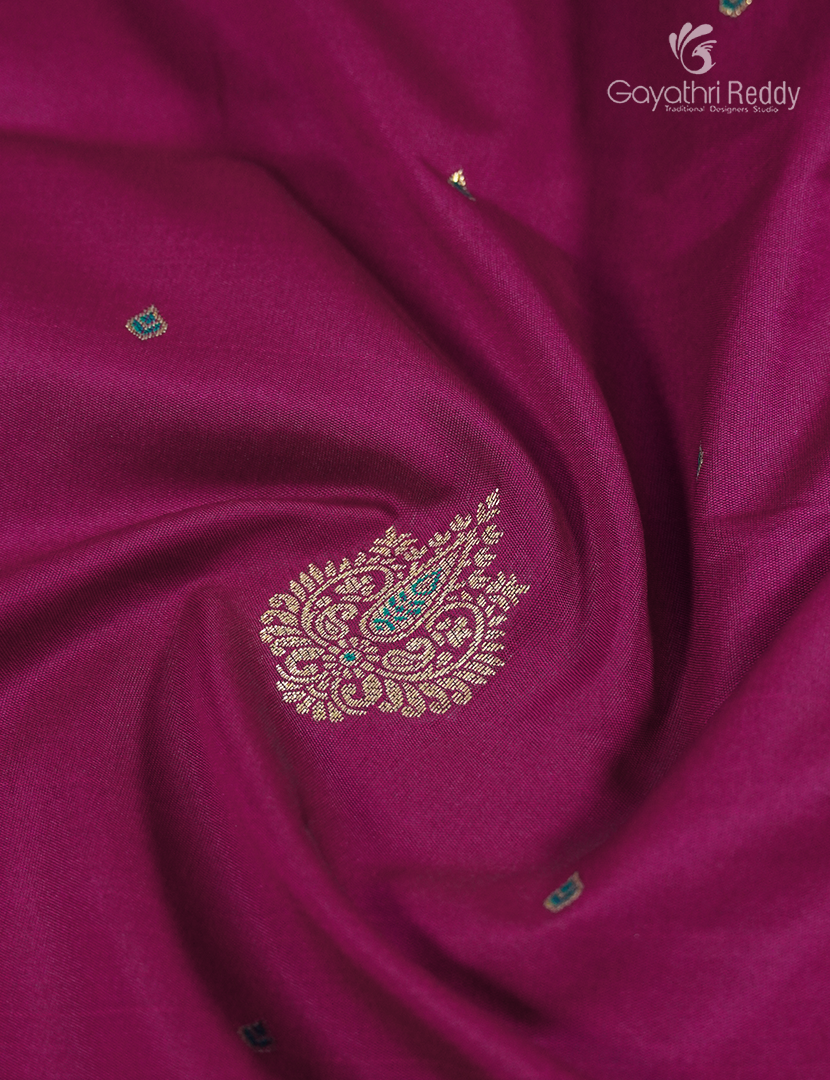 Semi Kanchipuram Silk Fancy Saree in Deep Magenta and Deep Rama Green