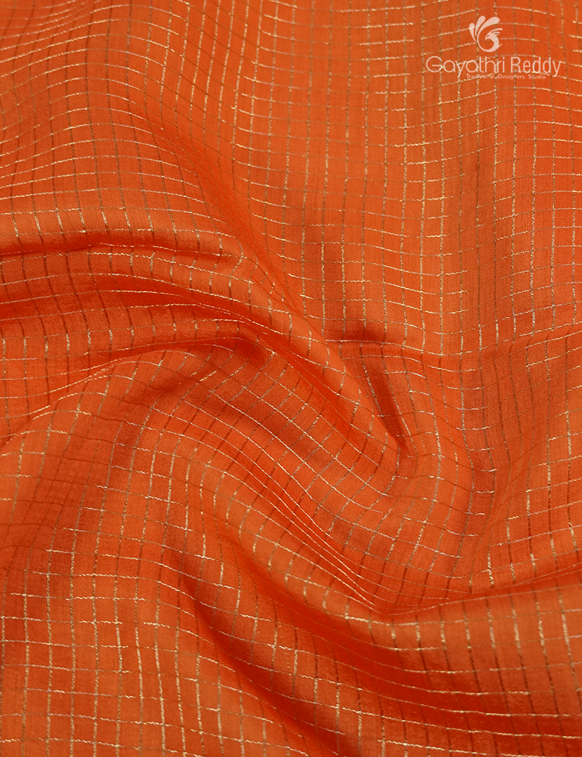 Semi Mysore Crepe Saree in Orange and Navy Blue