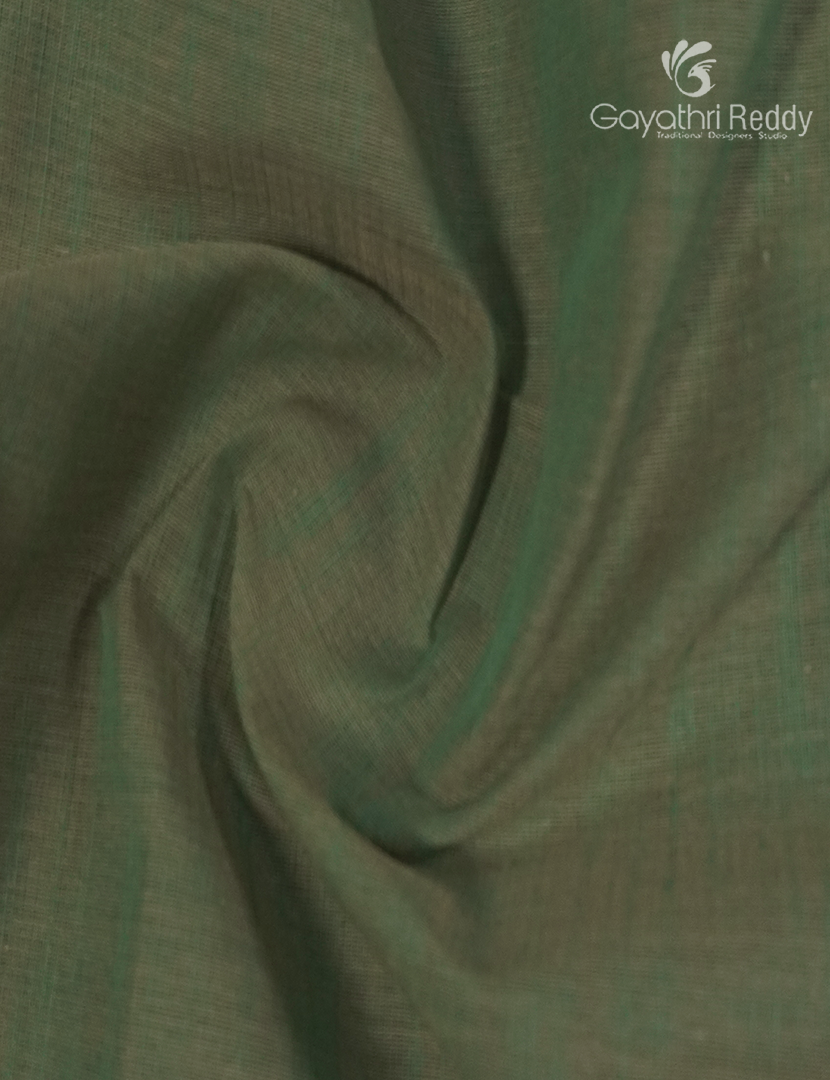 Pure Handloom Cotton Saree in Olive Grey