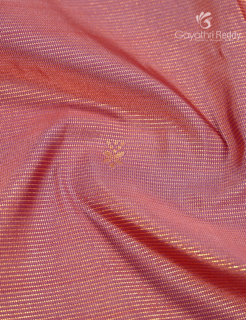 Semi Kanchipuram Silk Saree in Peach and Bottle Green