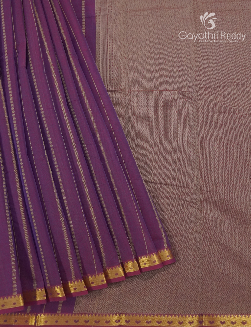 Pure Kanchi Cotton Saree in Deep Jamun