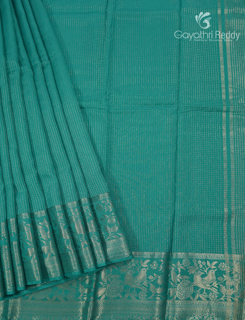 Semi Mysore Crepe Saree in Sea Foam Green