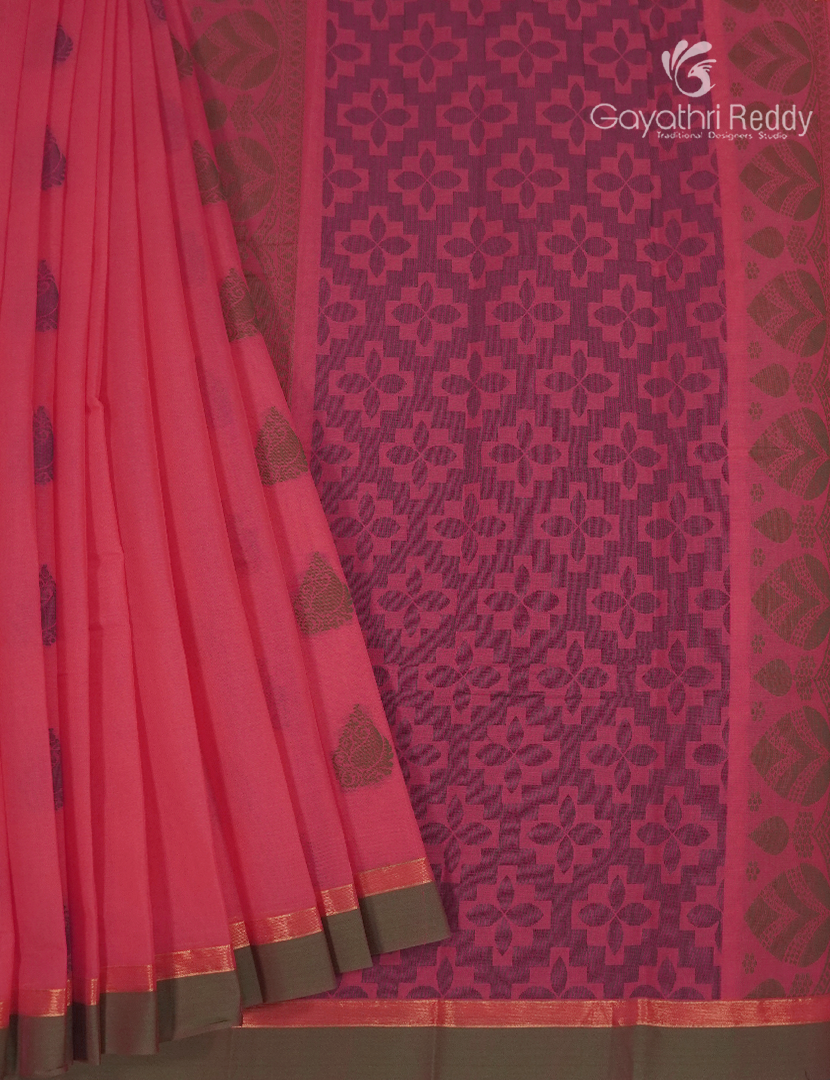Pure Kanchi Cotton Saree in Lotus Pink