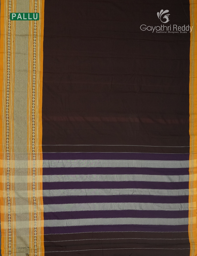 Pure Narayanpet Cotton Saree in Deep Brown