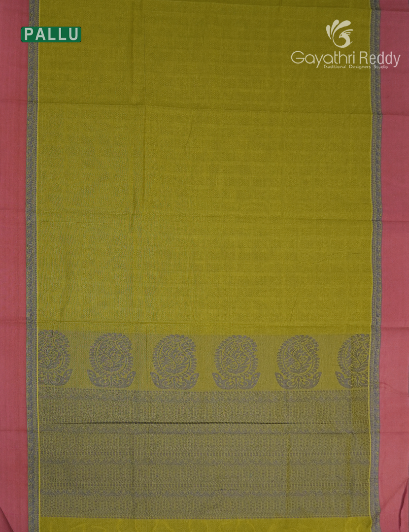 Pure Kanchi Cotton Saree in Mehendi Green