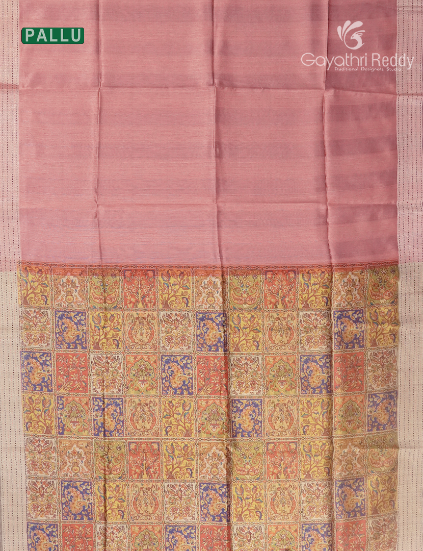 Semi Tussar Saree in Pastel Peach