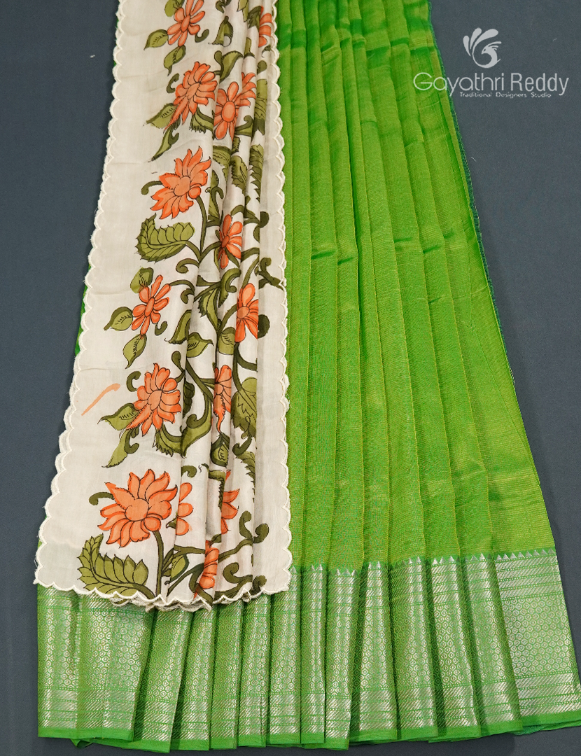 Pure Mangalagiri Langa Voni Set in Light Green