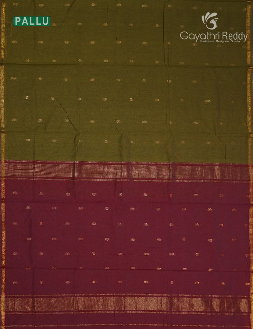 Sico Saree in Mehendi Green and Maroon Red