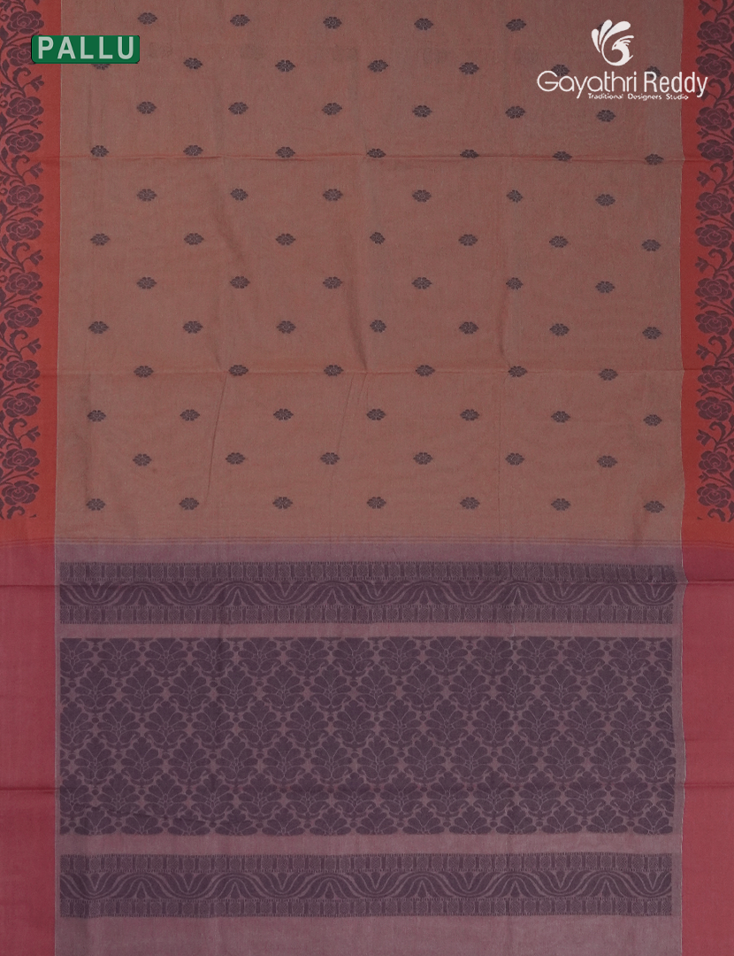 Pure Kanchi Cotton Saree in Rust