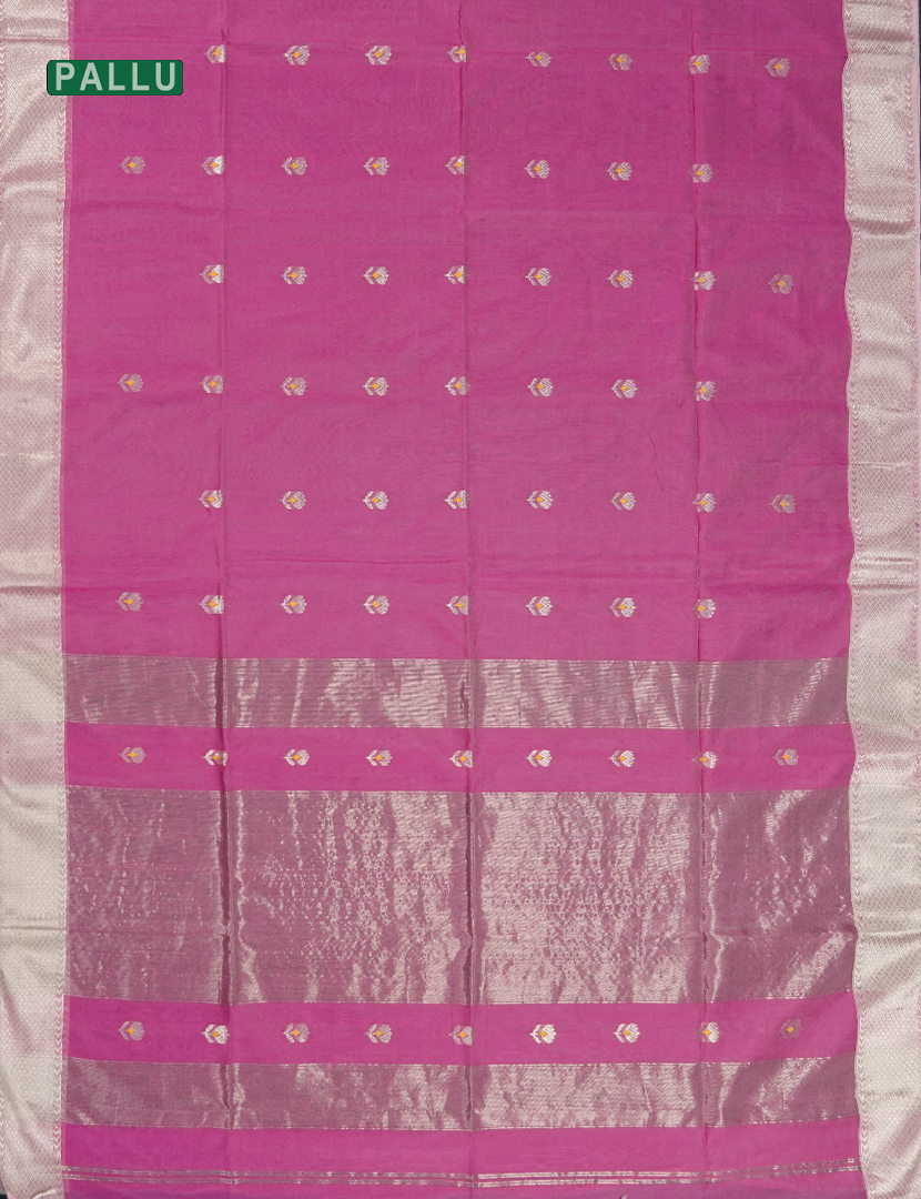 Pure Chanderi Sico Saree in Rose Pink