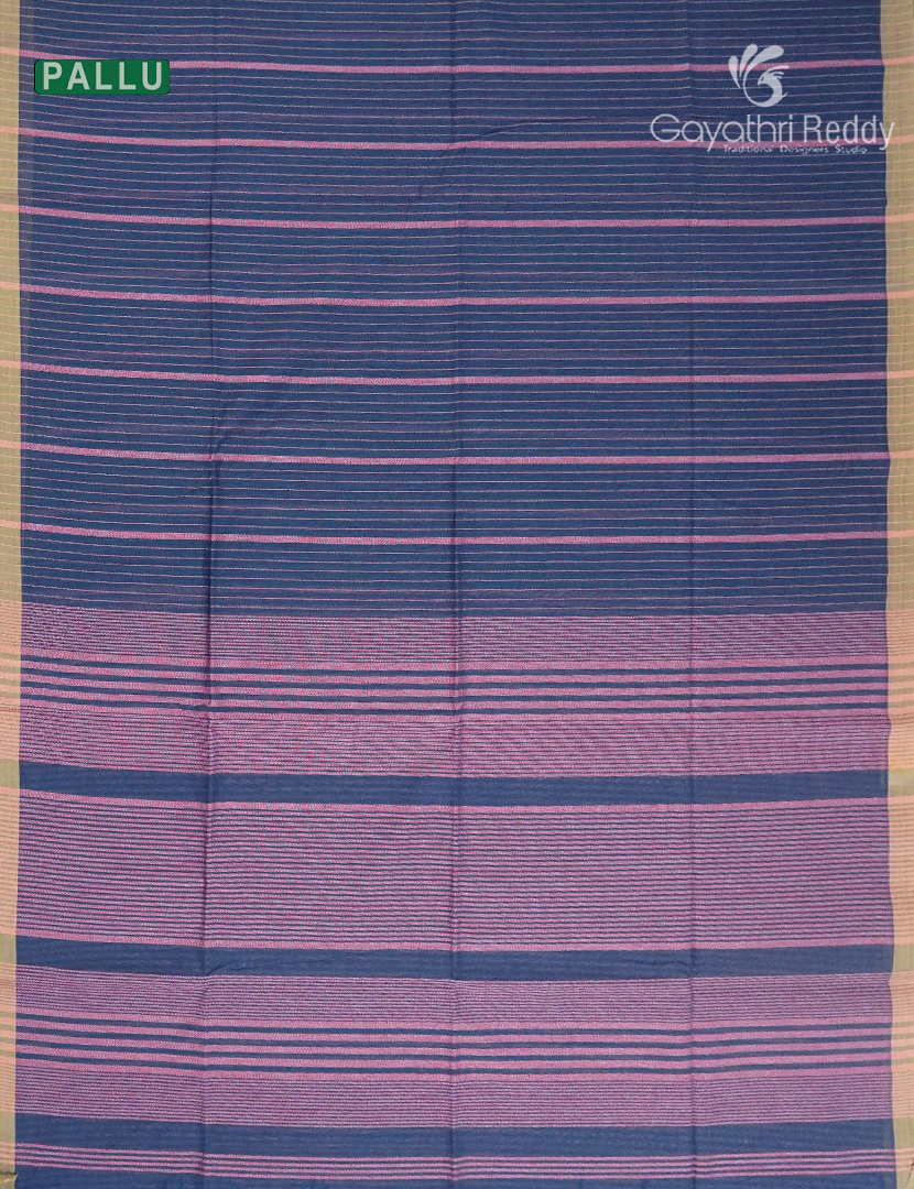 Pure Handloom Cotton Sareein Indigo Blue