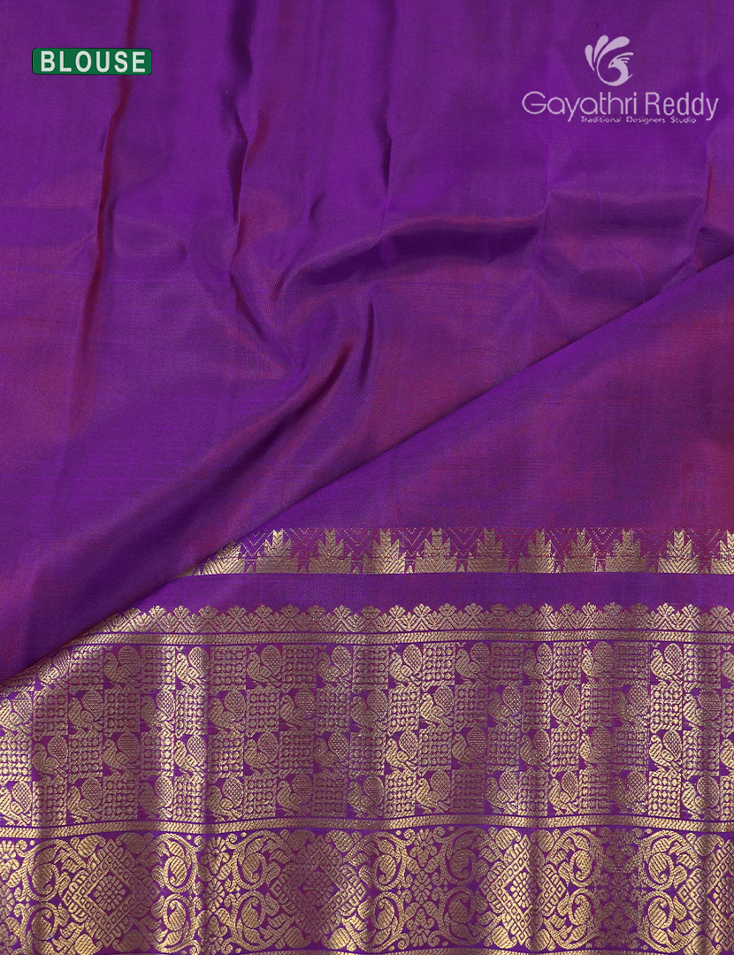 Pure Gadwal Silk Saree in Deep Rust and Purple