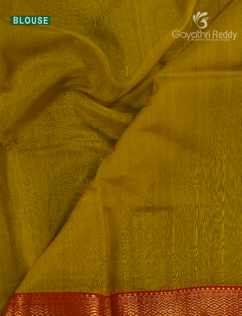 Pure Chanderi Sico Saree in Khakhi Green