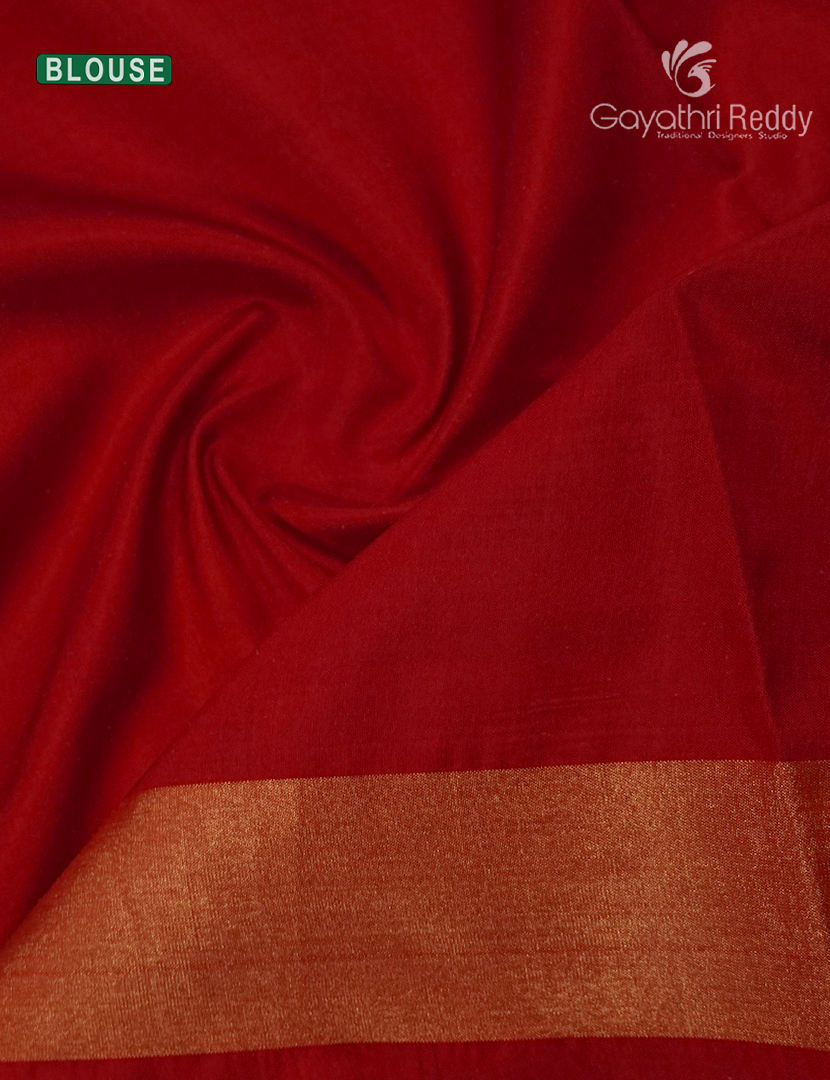 Pure Ikat Silk Saree in Orange and Red