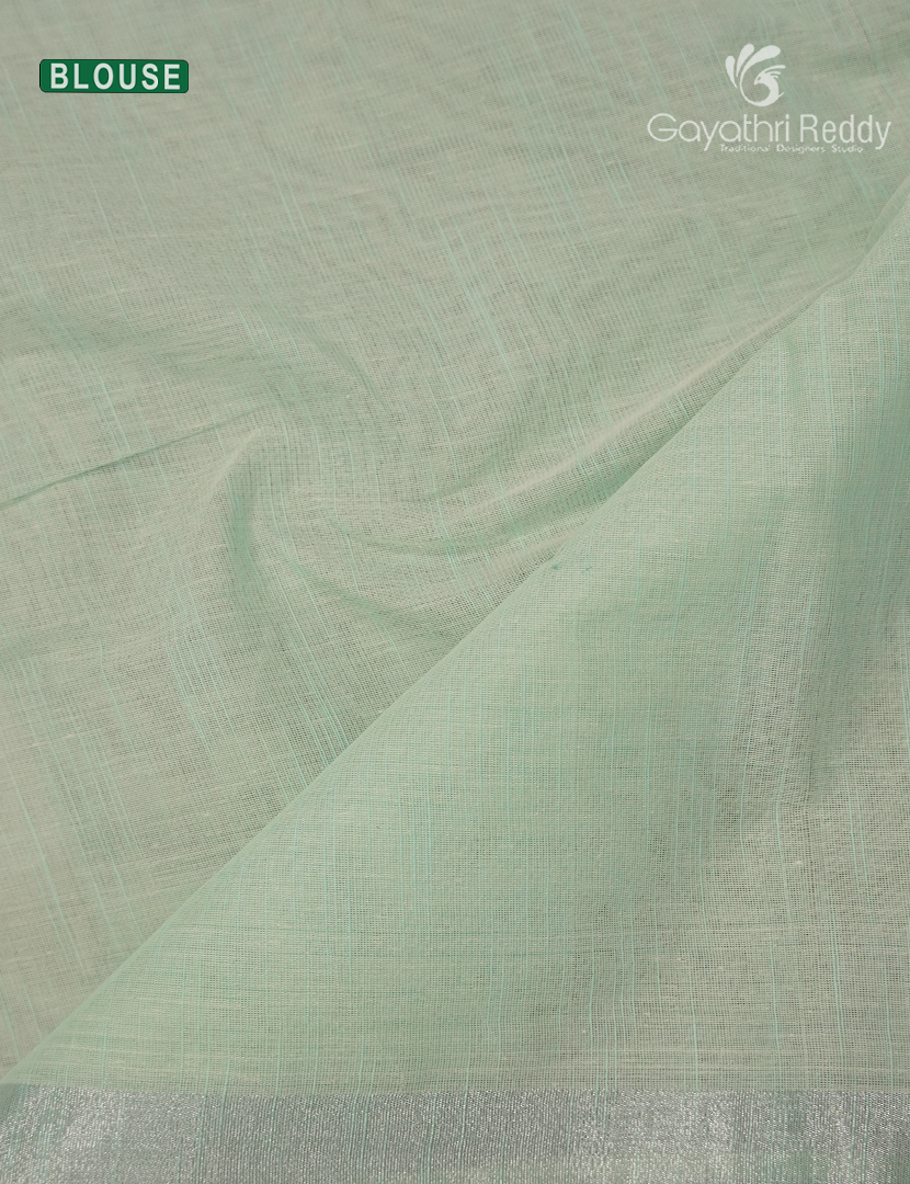 Pure Kanchi Cotton Printed Saree in Ivory and Mint Green
