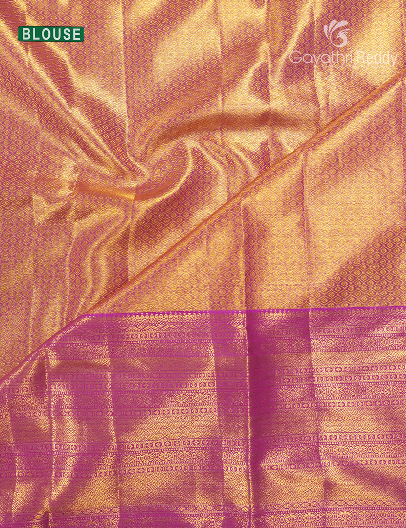 Pure Kanchipuram Silk Bridal Saree in Baby Pink and Rani Pink