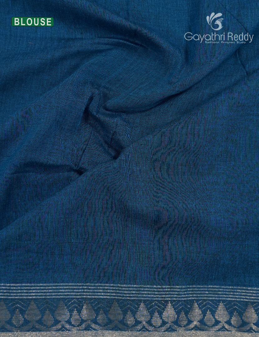 Jamdani Cotton Saree in Deep Rama Blue