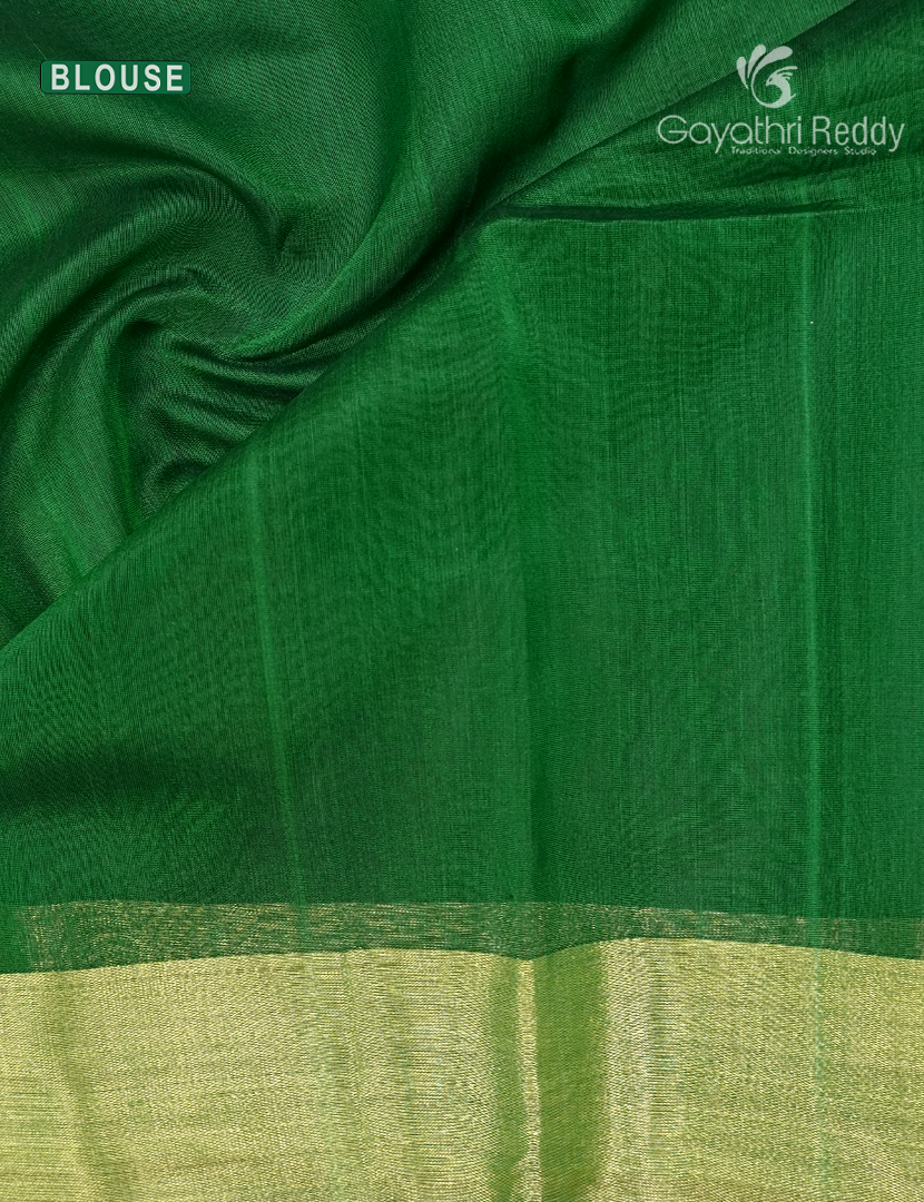 Pure Chanderi Sico Saree in Leaf Green