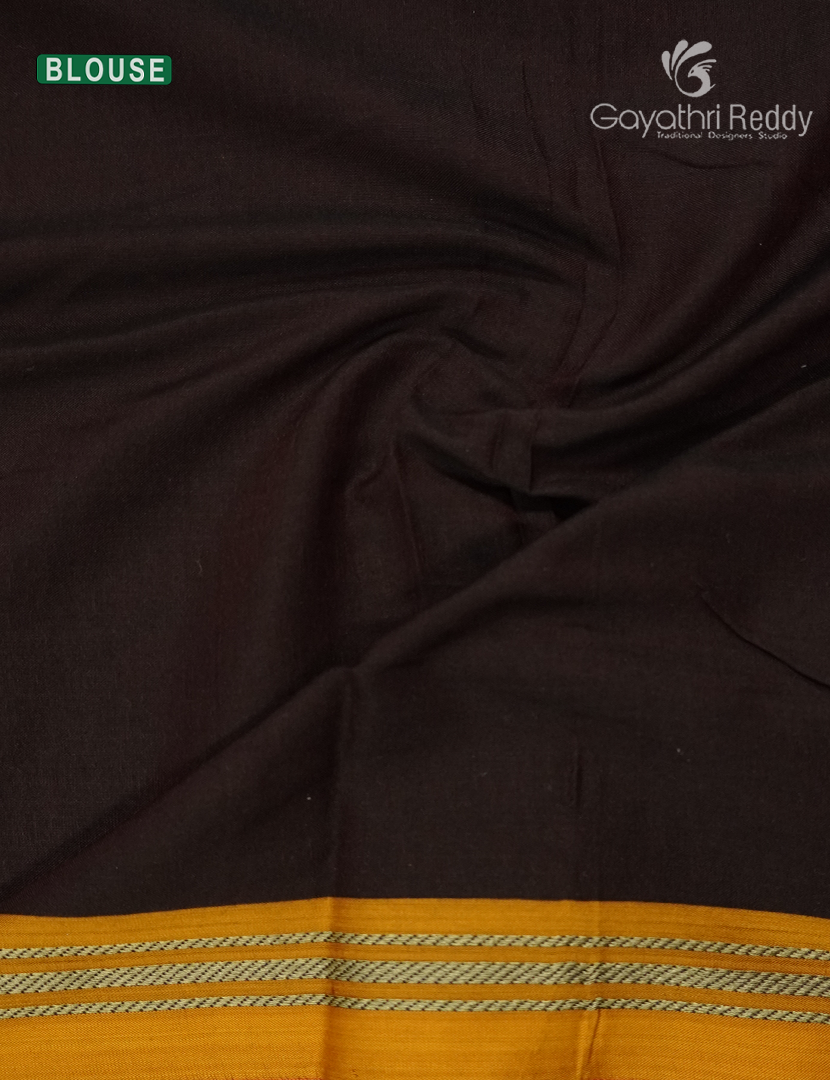 Pure Narayanpet Cotton Saree in Deep Brown