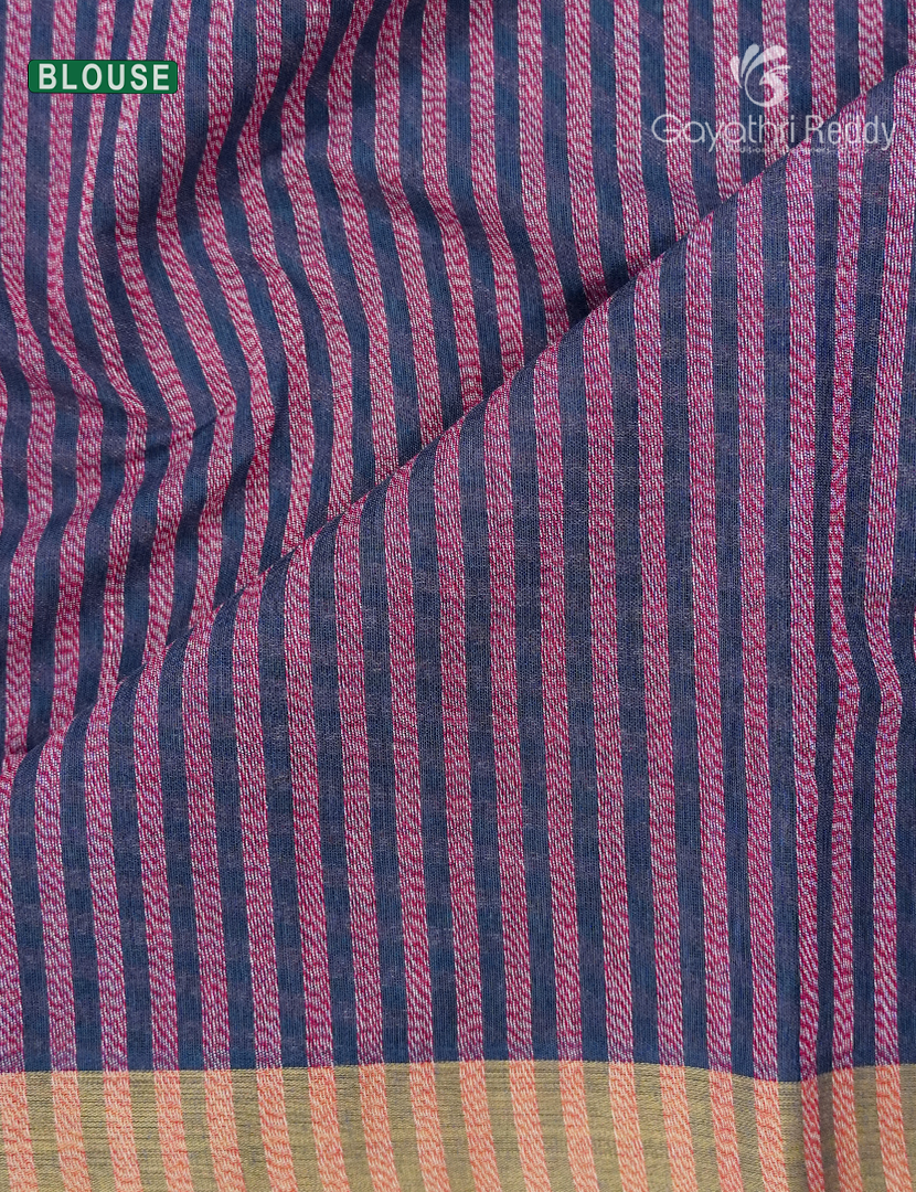 Pure Handloom Cotton Sareein Indigo Blue