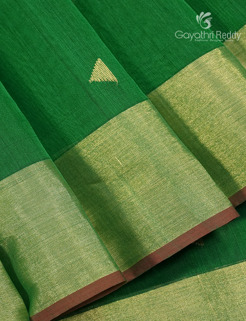 Pure Chanderi Sico Saree in Leaf Green