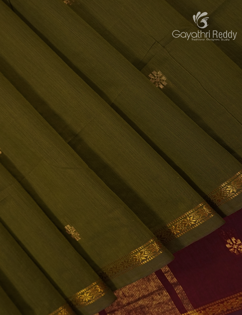 Sico Saree in Mehendi Green and Maroon Red