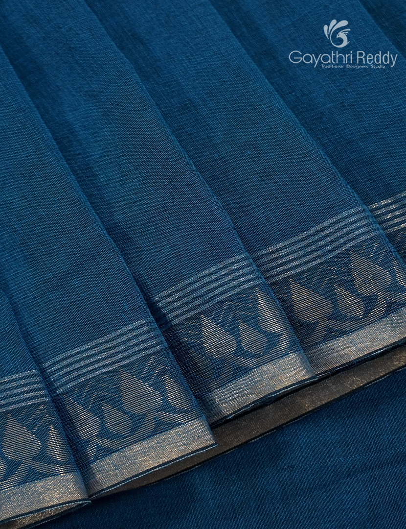 Jamdani Cotton Saree in Deep Rama Blue