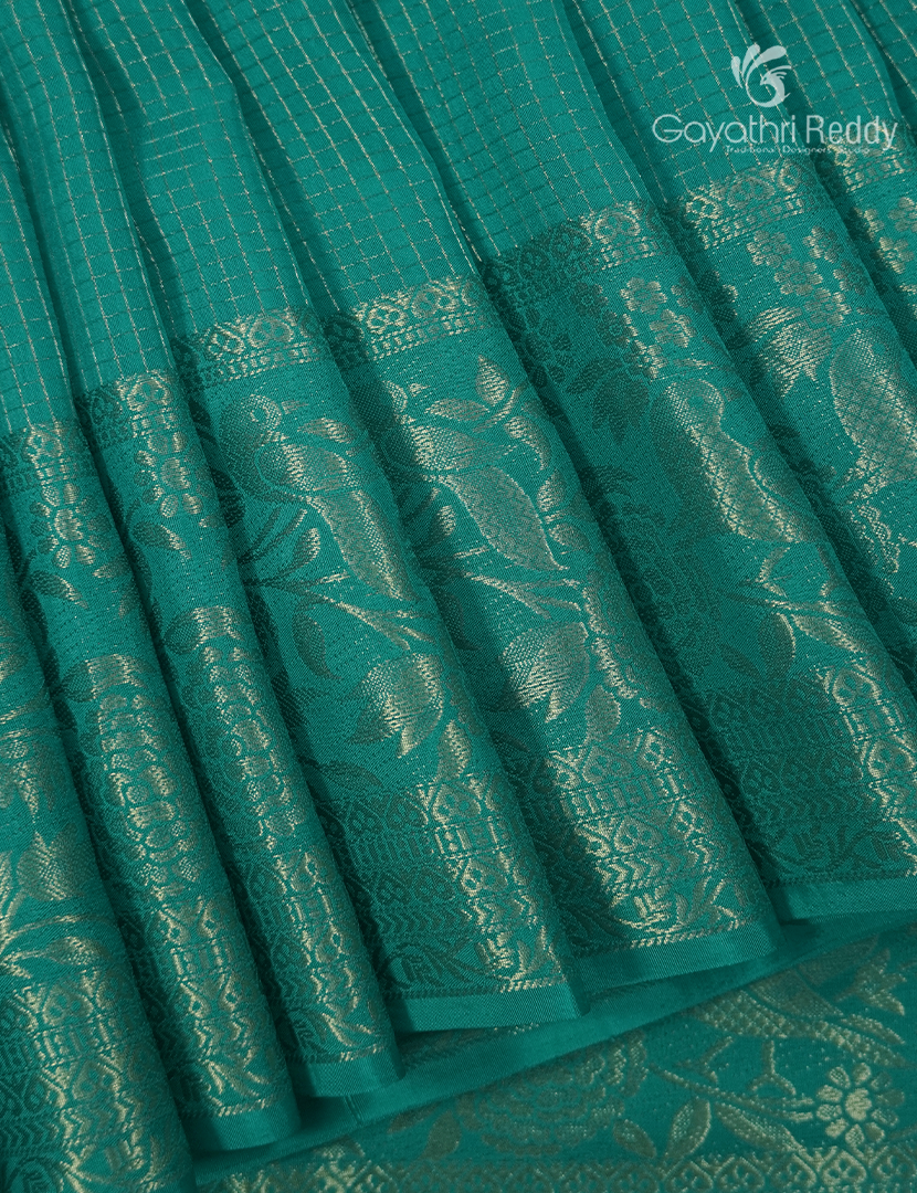 Semi Mysore Crepe Saree in Sea Foam Green