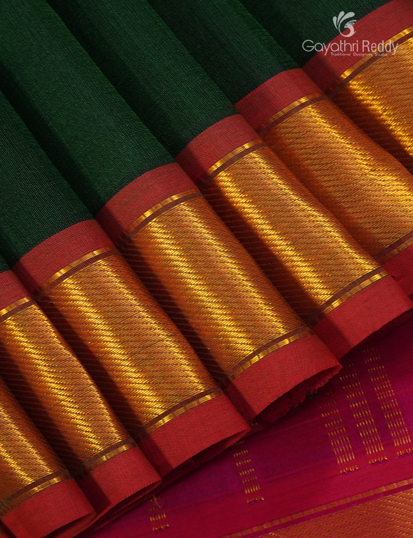Pure Arani Sico Saree in Bottle Green