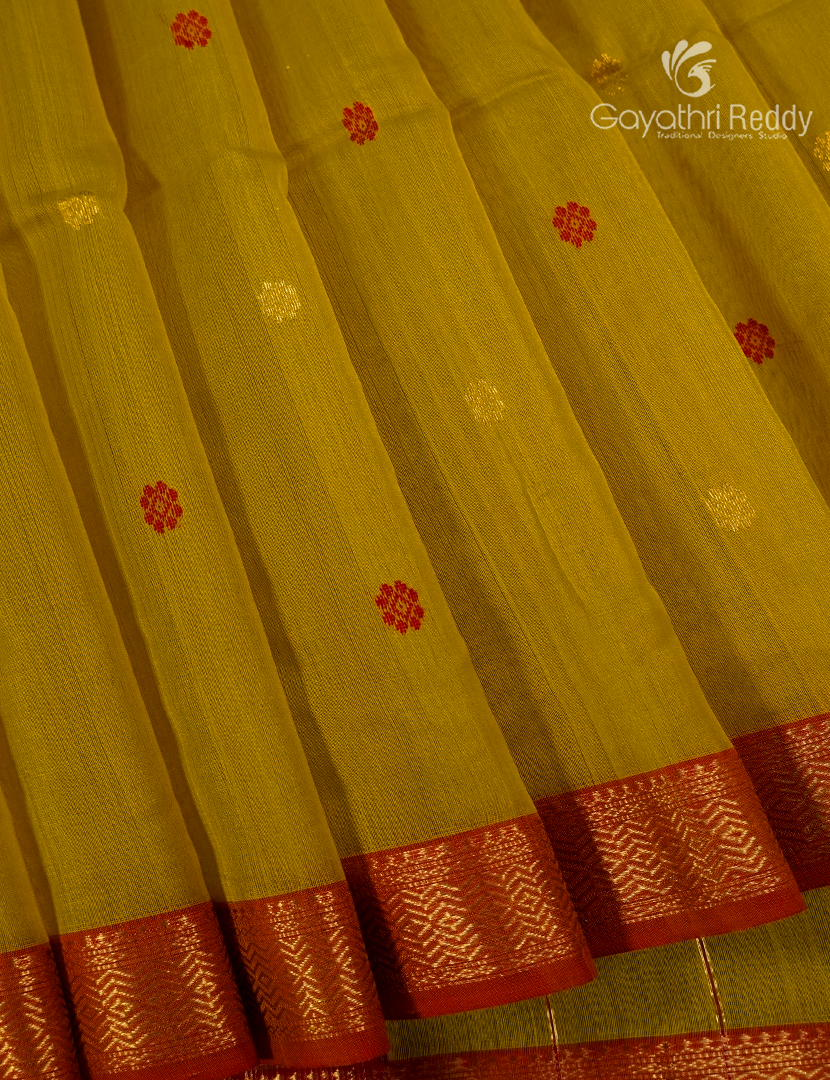Pure Chanderi Sico Saree in Khakhi Green