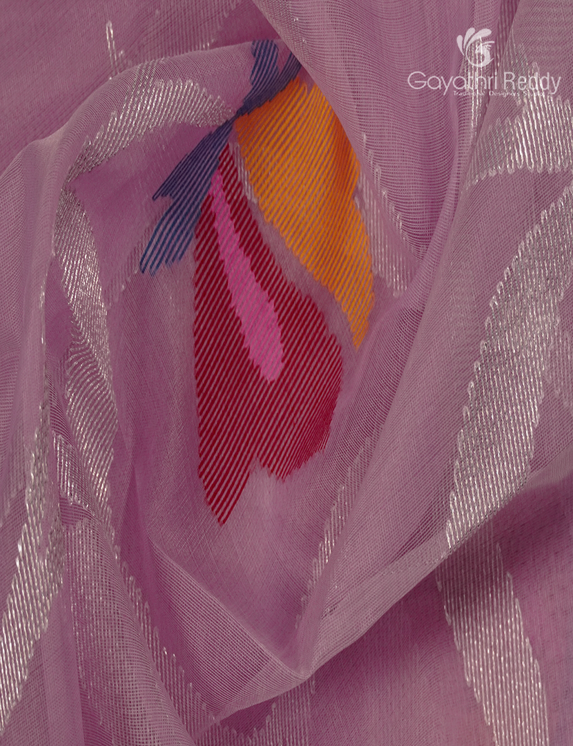 Pure Jamdani Kora Saree in Baby Pink
