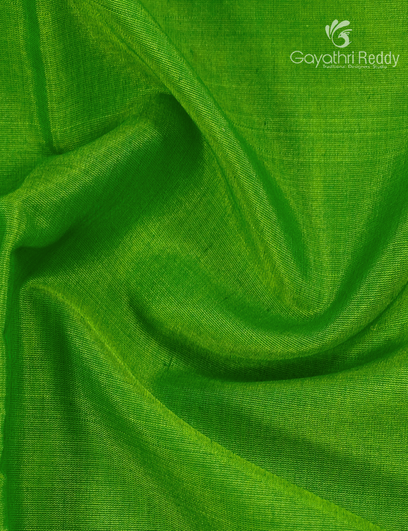 Pure Kanchi Sico Saree in Parrot Green and Deep Pink
