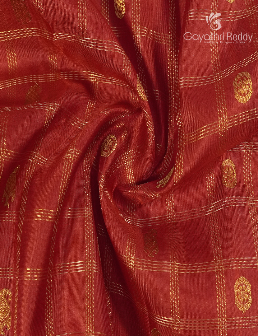 Pure Gadwal Silk Saree in Deep Rust and Purple