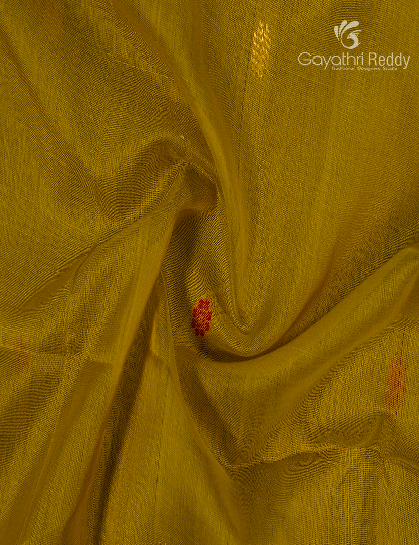 Pure Chanderi Sico Saree in Khakhi Green
