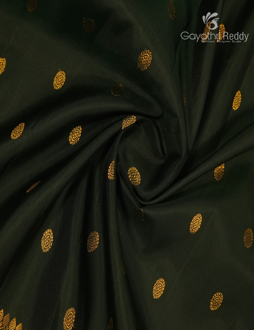 Pure Gadwal Silk Saree in Bottle Green