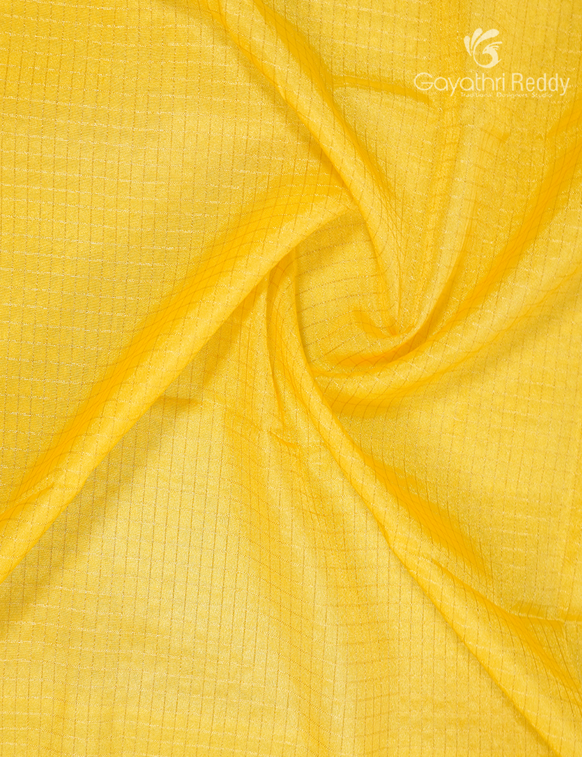 Semi Mysore Crepe Saree in Yellow and Deep Purple