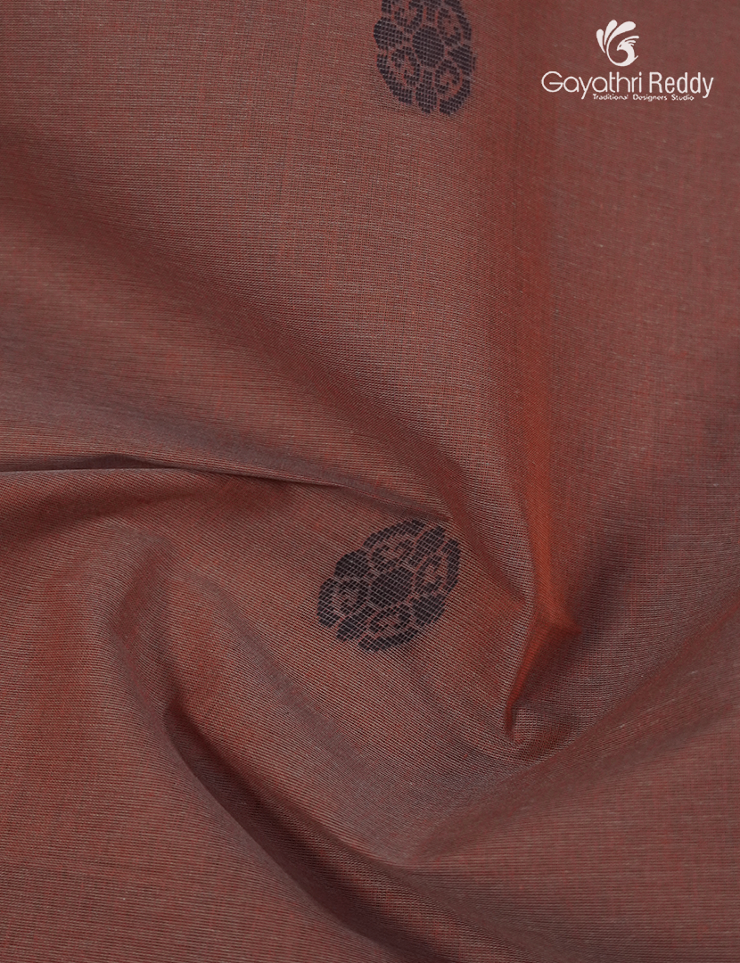 Pure Kanchi Cotton Saree in Rust