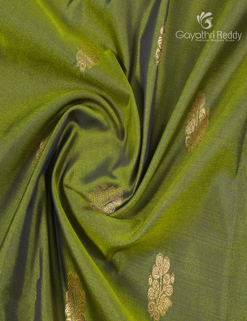 Semi Kanchipuram Art Silk Saree in Parrot Green