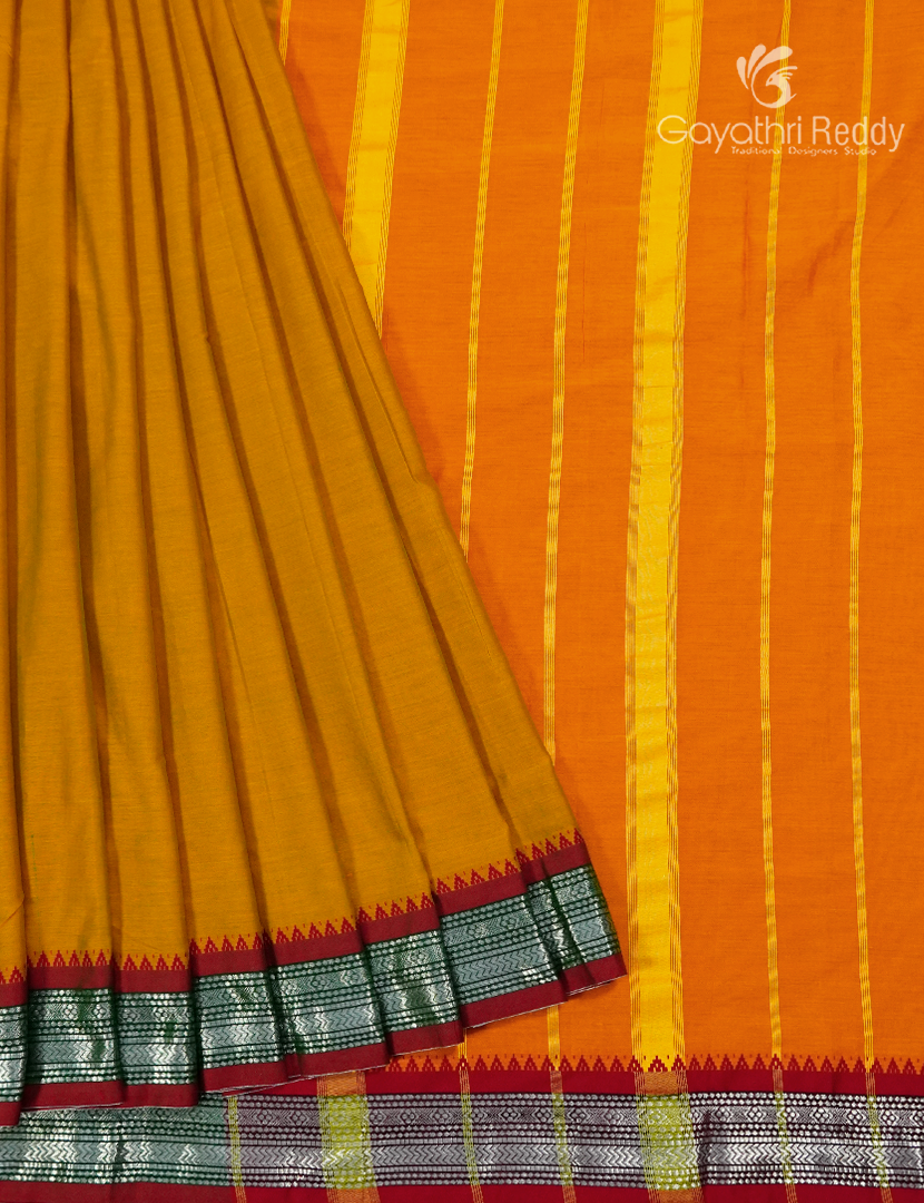 Pure Narayanpet Cotton Saree in Turmeric