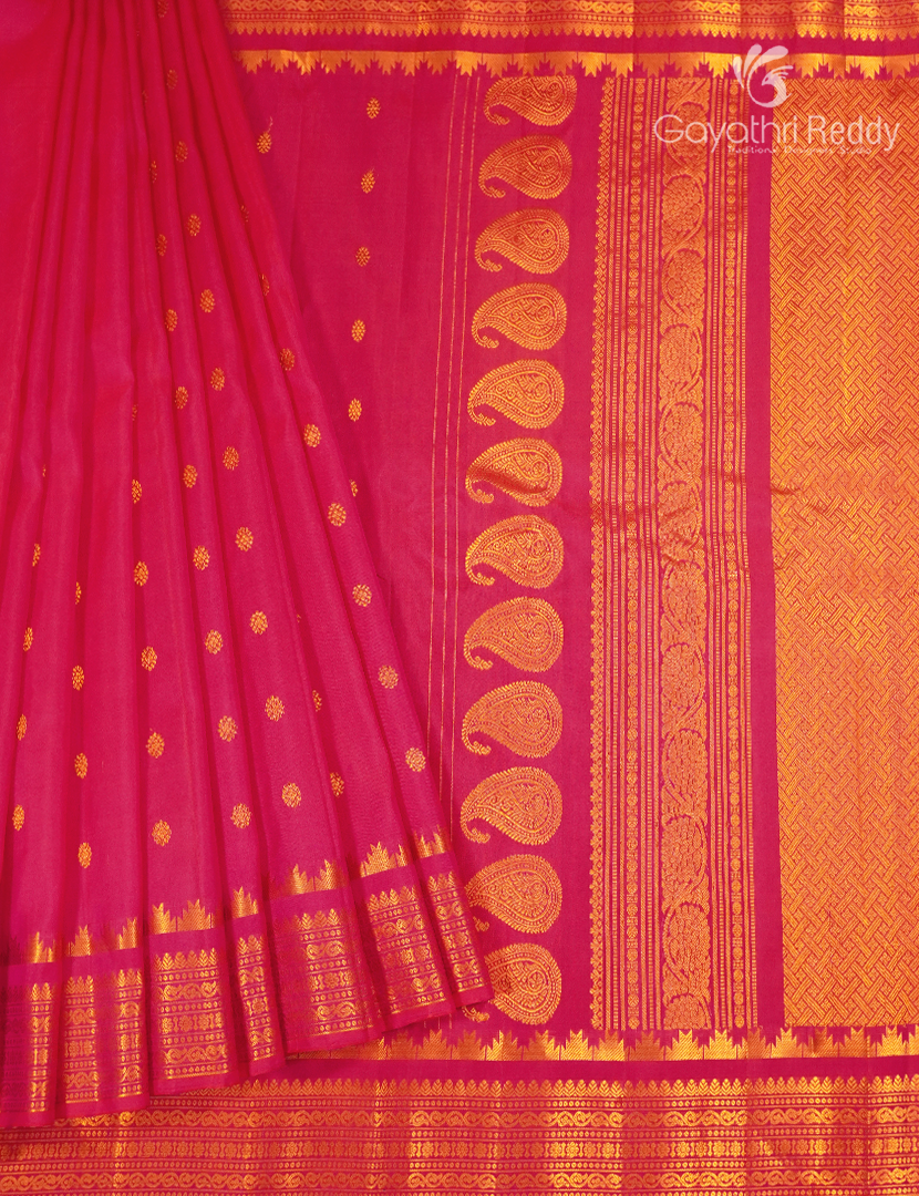 Pure Gadwal Silk Saree in Fuchsia Pink