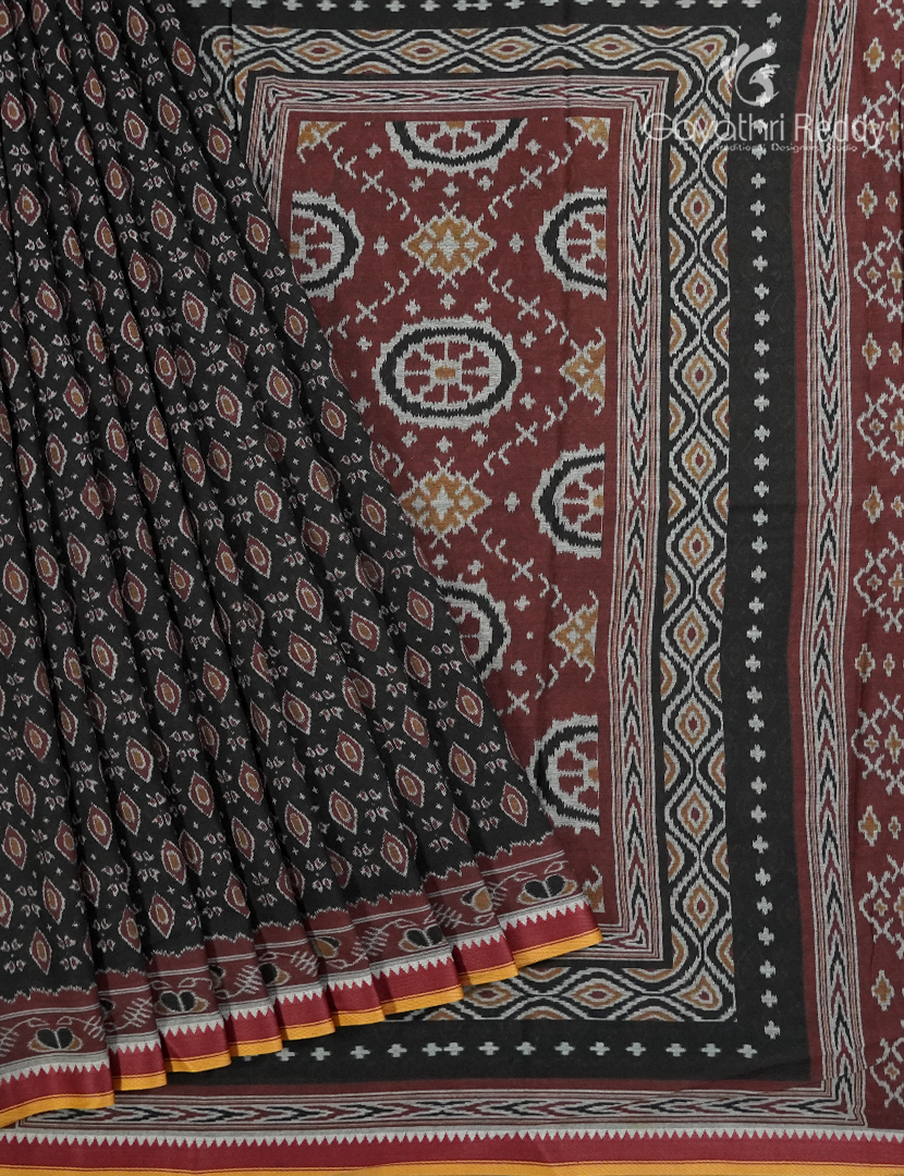 Vidharbha Cotton Saree in Black and Rust