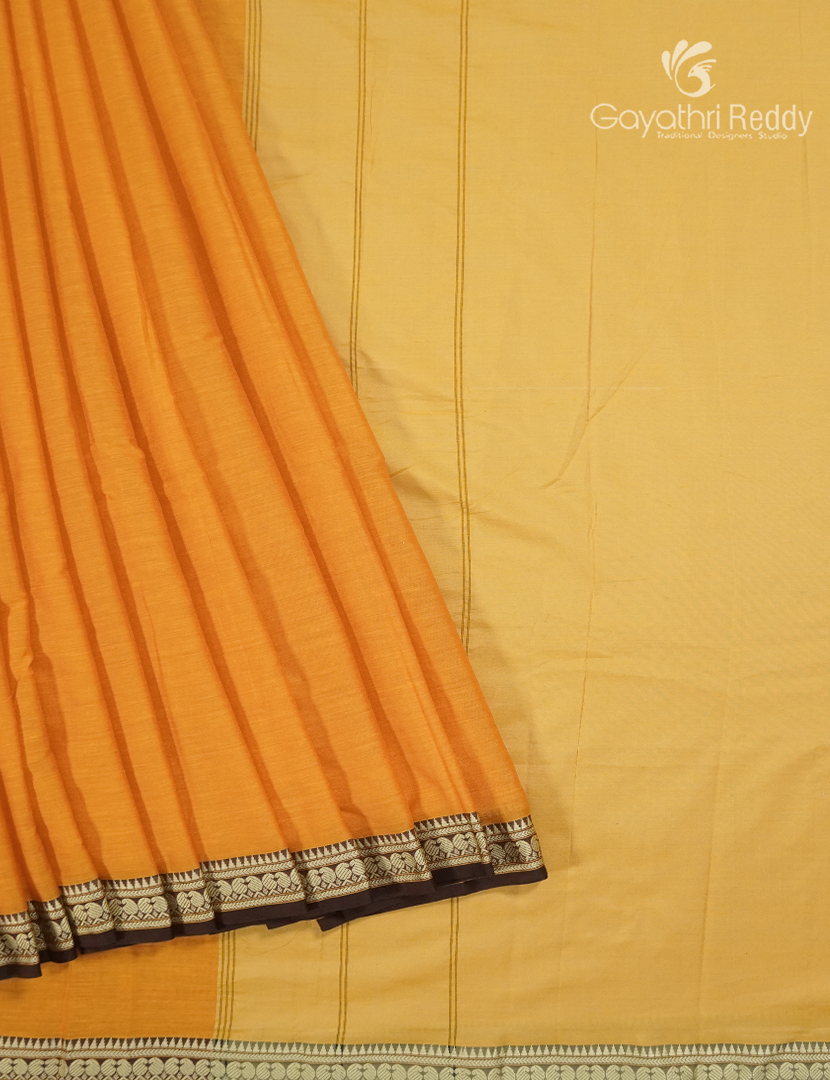 Pure Narayanpet Cotton Saree in Turmeric