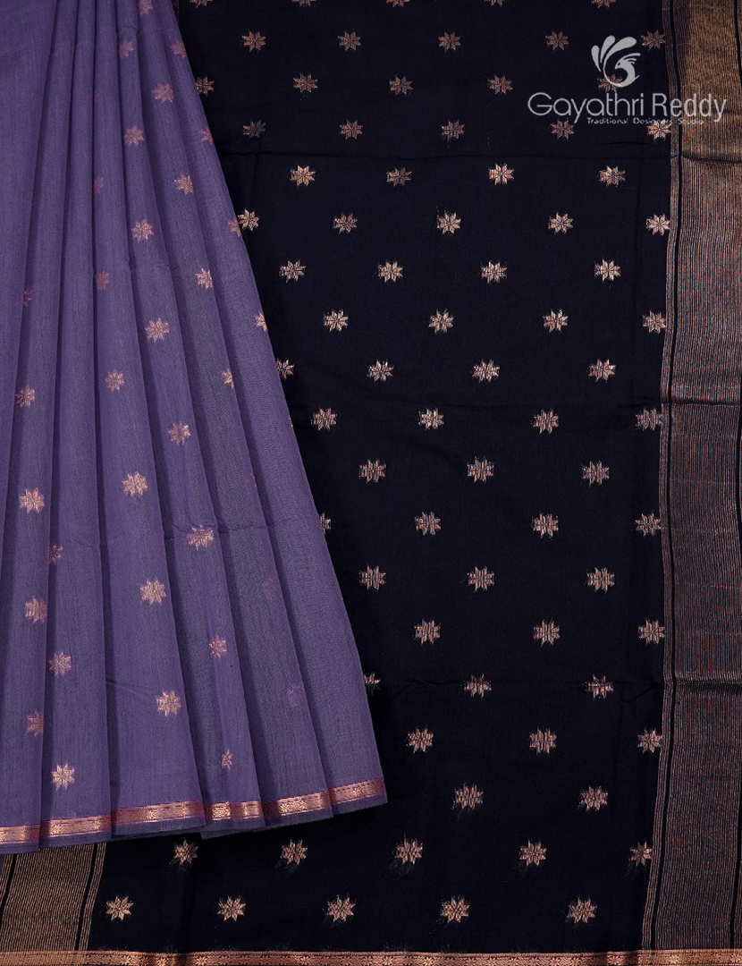 Kanchipuram Sico Saree in Lavender and Deep Blue