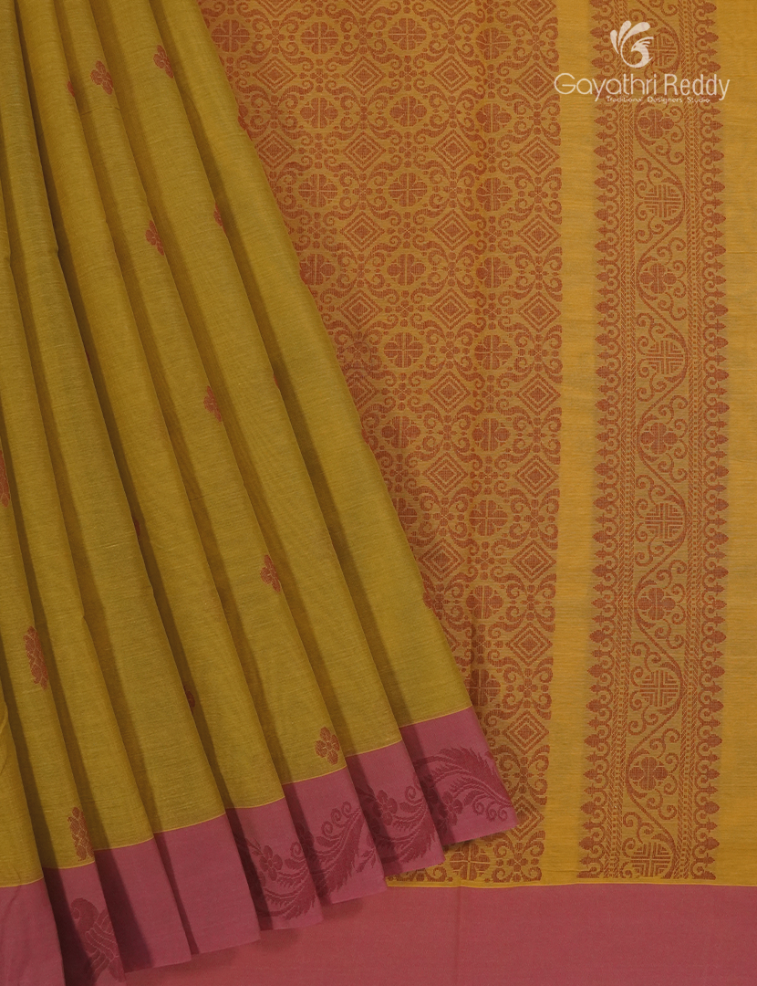 Pure Kanchi Cotton Saree in Mustard