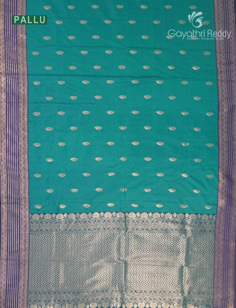 Semi Kanchipuram Art Silk Saree in Peacock Blue