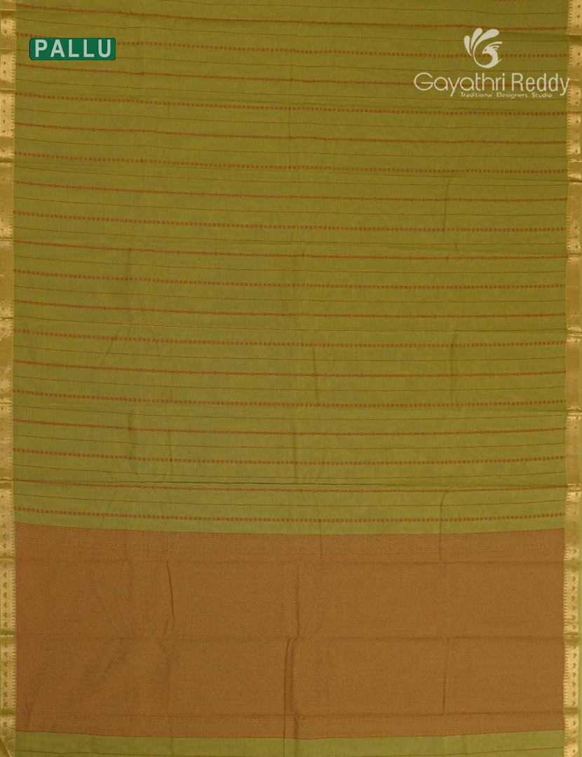 Pure Kanchi Cotton Saree in Mehendi Green