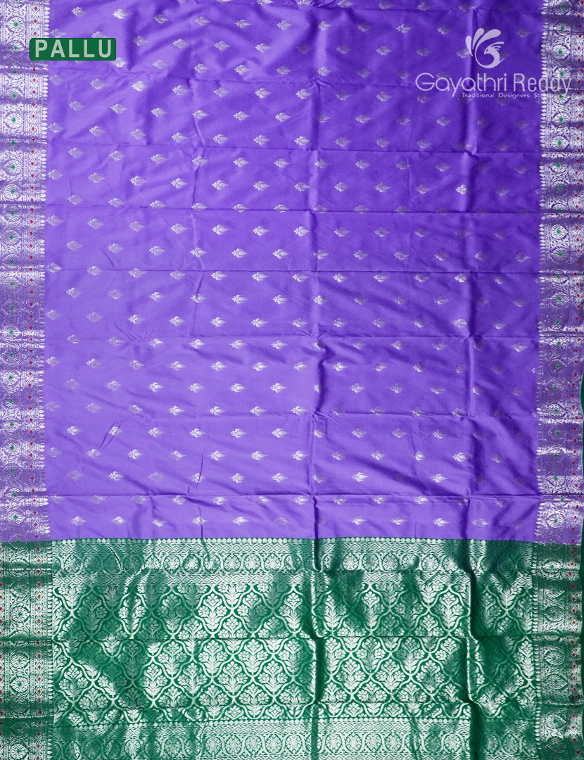 Semi Banaras Katan Silk Saree in Lavender and Green